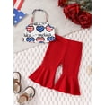 thumbnail image 3 of Musuos 4th for July Baby Girls Summer Outfit, 0-18Months Halterneck Heart Print Vest with Flare Pants Independence Day Clothes, 3 of 9