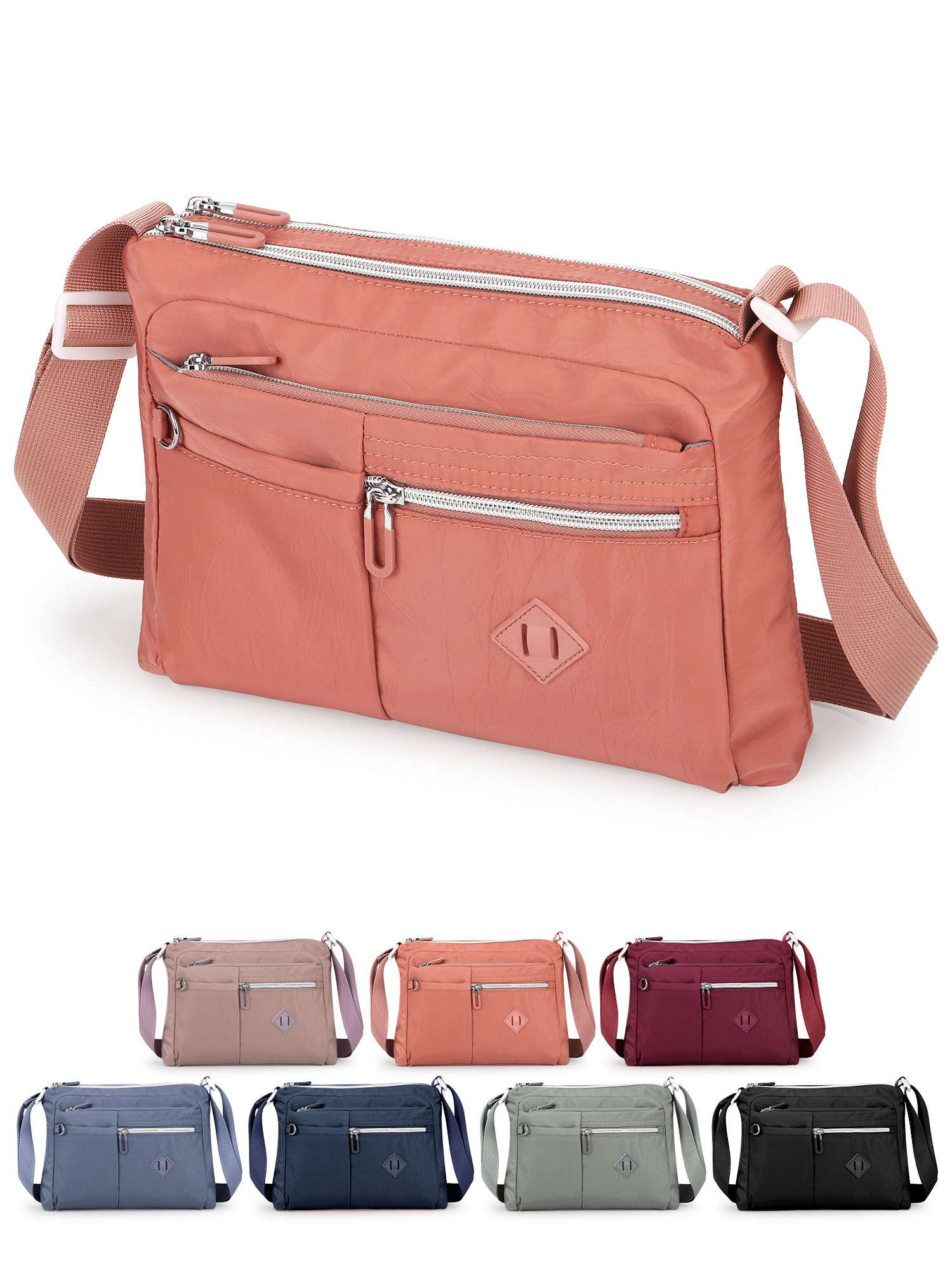 LAVA Women Crossbody Bags Waterproof Nylon Shoulder Purses Messenger Bag for Travel Sports (Pink)