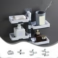thumbnail image 1 of Vaidha Soap 4-Layer Self-Adhesive Soap Dish Wall Mounted Rotatable Soap Box Storage For Bathroom Kitchen, 1 of 8