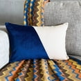 thumbnail image 3 of The HomeCentric Designer Blue Pack of 2,12"x22" (30x55 cm) Lumbar Pillow Cover, Velvet & Linen Solid Color Block Oblong Pillow, Patchwork Pattern Modern Style - Velutinous Blue, 3 of 10