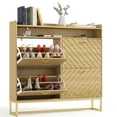 thumbnail image 6 of Danpinera Home Slim 4-Drawer Shoe Cabinet for Entryway, Narrow Wooden Shoe Storage with Fluted Design, Adjustable Shelves & Open Rack, Natural Oak, 6 of 9