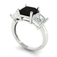 thumbnail image 2 of 4.0ct Square Emerald Cut Black Natural Onyx 18k White Gold Engraving Statement Bridal Wedding Three-Stone Designer Ring Size 5.5, 2 of 5