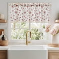 thumbnail image 3 of NICETOWN Valance Curtains for Windows, Floral Linen Small Window Treatment with Tassels, Rod Pocket Farmhouse Rustic Light Filtering Linen Curtains for Bedroom, 52"x18", Red, 1 Panel, 3 of 7