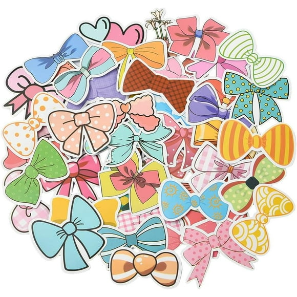 200Pcs Colorful Stickers Coquette Sticker Pack PVC Bowknot Tie Aesthetic Vintage Retro Vinyl Waterproof Decorative Exquisite Decals Sets for DIY Scrapbook Diary Phone Case Laptop Decor