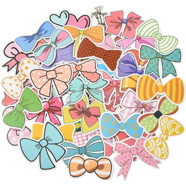 Paquete de 200 pegatinas coloridas de coqueta, de PVC, con lazo, estética vintage, retro, de vinilo, impermeables, decorativas y exquisitas.
