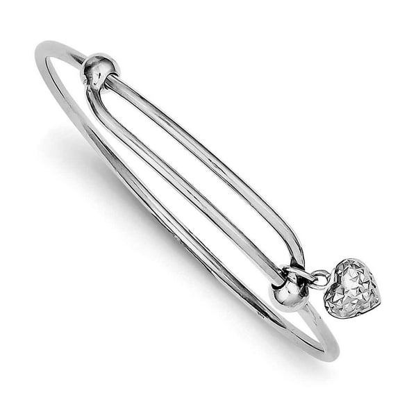 Primal Silver Sterling Silver Rhodium-plated Diamond-cut Heart Baby Bangle
