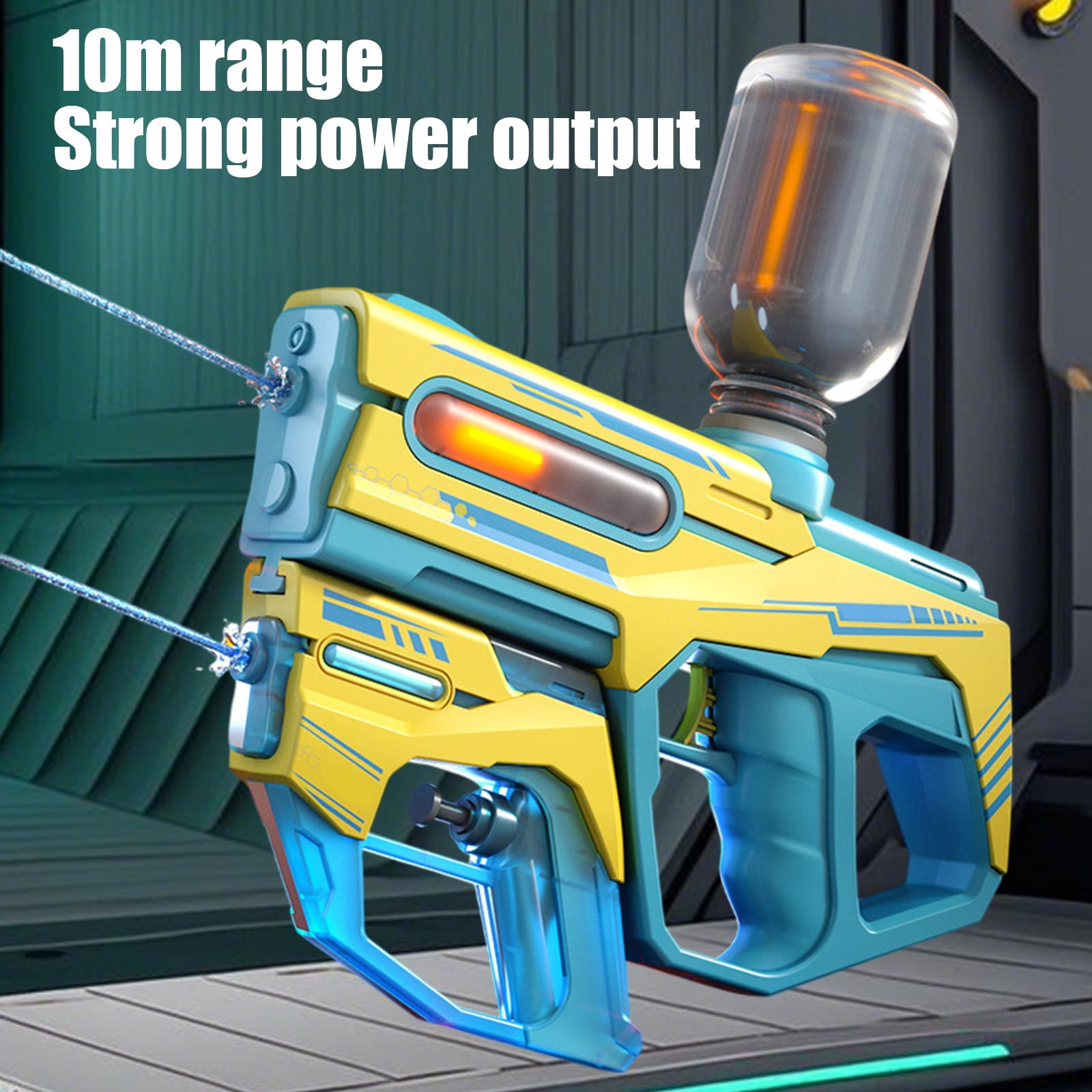 Dual Electric and Manual Water Blaster Guns with Large Water Storage Tank, Rechargeable Power, Mother Child Design for Splash Battles, Outdoor Water Fights, Pool Parties and Summer Backyard Fun