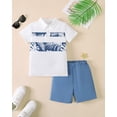 thumbnail image 6 of Kucnuzki 11 Years Big Boys Summer Clothes Set 12 Years Tween Boy Outfit Sets Short Sleeves Color Block Leaves Polo T-shirt Top Solid Color Shorts 2pcs Casual Clothing White, 6 of 9