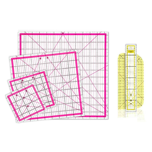 6 Pieces Acrylic Quilting Rulers Square Fabric Cutting Ruler with Clear Mark Quilting Ruler Ironing Ruler for Craft