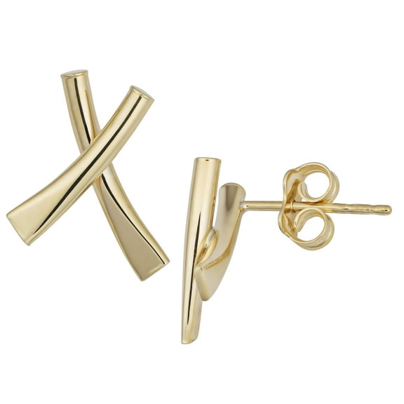 KoolJewelry 14k Yellow Gold X Earrings