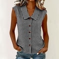 thumbnail image 2 of Women Gingham Button Down Slim Sleeveless Blouse Plaid Top Summer Henley Neck Tank Vest Spring Summer Clothes, 2 of 7