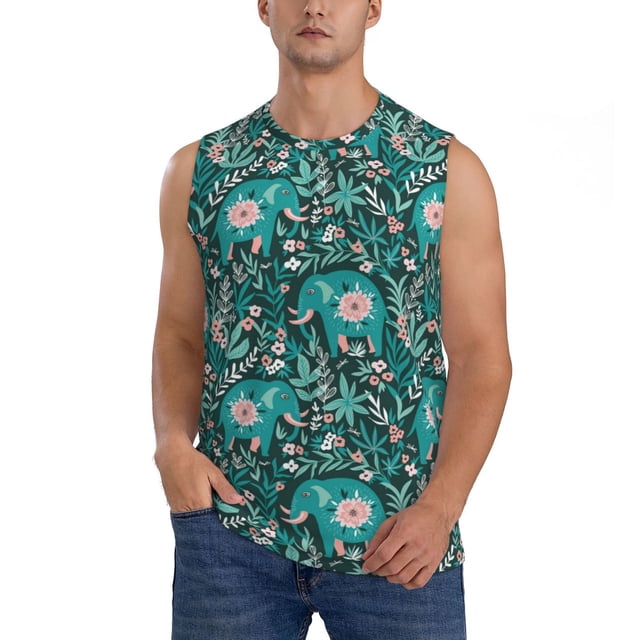 Balery Lephants in the Jungle Camisetas sin mangas para hombre, absorbe la humedad y protege contra el mal olor.-Small