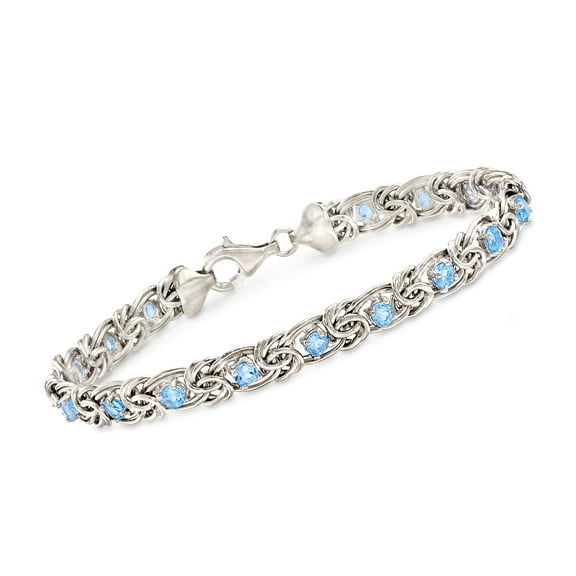 Ross-Simons 2.30 ct. t.w. Sky Blue Topaz Byzantine Bracelet in Sterling Silver, Women's, Adult