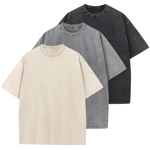 Camiseta GSOU SNOW de algodón de gran tamaño, casual, unisex, paquete de 3
