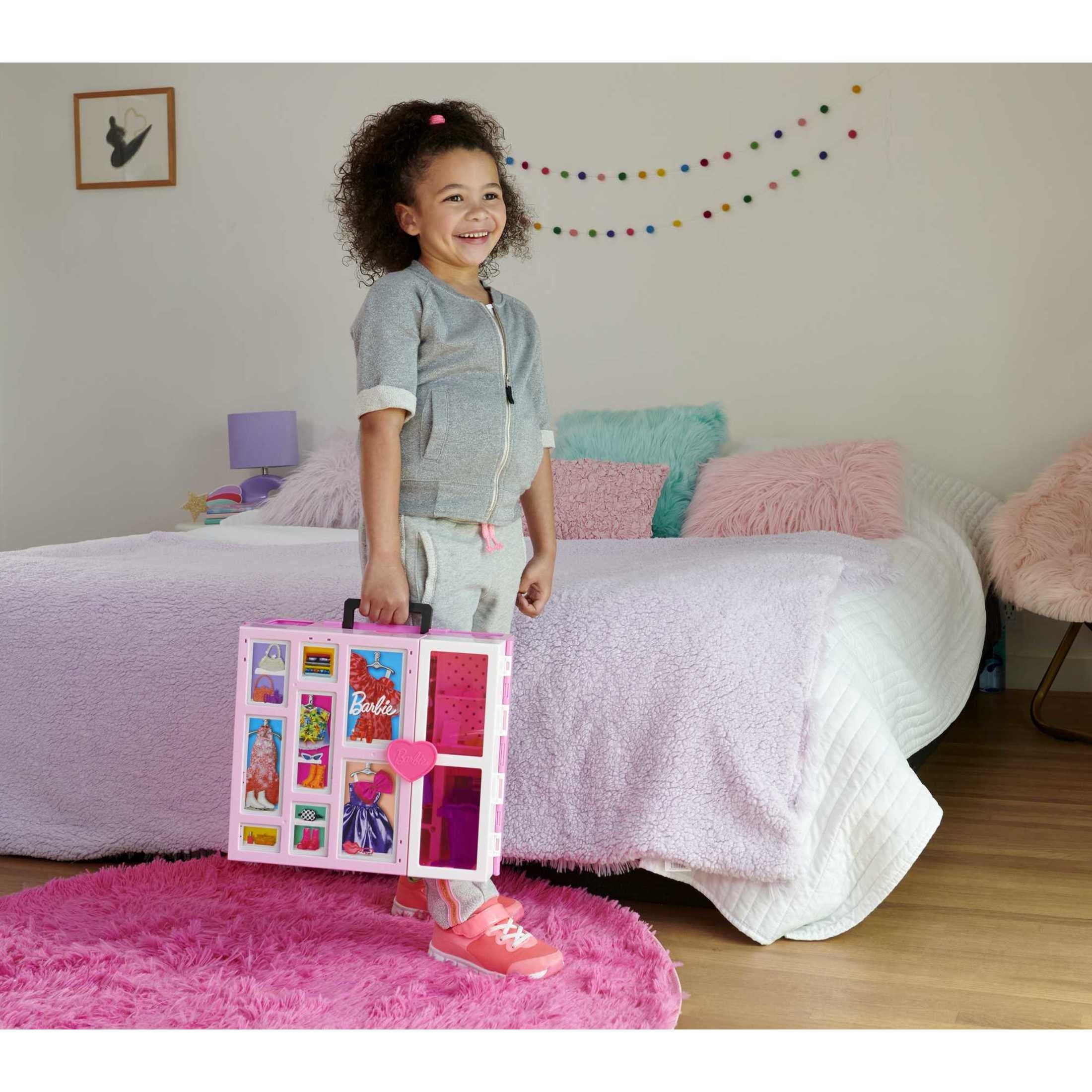 Barbie Dream Closet Playset with Doll Activity Room 35 Clothes and Accessories Mirror Laundry Chute Walmart