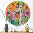 thumbnail image 2 of Designart 'Monochrome Giraffe Drawing On Bright Rainbow' Children's Art Wood Wall Clock, 2 of 5