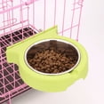 thumbnail image 5 of Cuenco extraíble de acero inoxidable para agua y alimentos, cuencos, jaula, gallinero, taza para gatos, cachorros, pájaros, mascotas (pequeño, verde con clip corrugado), 5 of 5