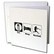 3dRose Funny Hobby Lifestyle Design Eat Sleep Baseball - Greeting Cards, 6 by 6-inches, set of 12