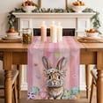 thumbnail image 2 of Table Runner - 72 Inch Long, Easter Kitchen Dining Table Runner Dresser Scarves, Spring Rabbit Eggs Flowers Flags Leaves Wood Grain Farmhouse Decor for Coffee Tables Wedding Party Banquet, 2 of 8