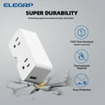 thumbnail image 4 of ELEGRP USB Wall Outlet Extender, Multi Plug Outlet Splitter with Two USB A Ports 21W, Electrical Outlet Extender Wall Tap for Travel, Home and Office, 125V, ETL Listed, White, 2 Pack, 4 of 8