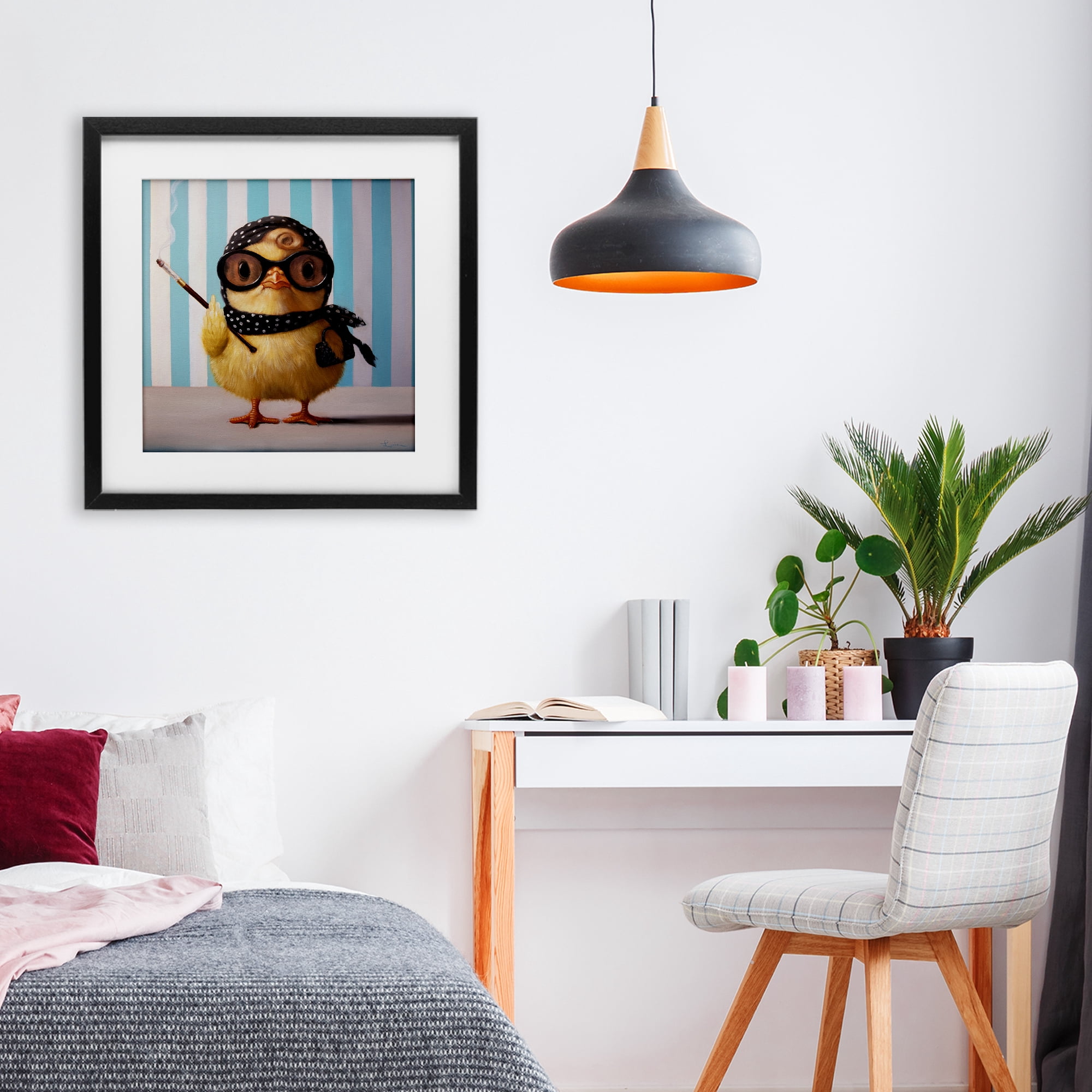 Stupell Industries Audrey Henburn Famous Chick Black Framed Print Under Glass, design by Lucia Heffernan