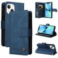 thumbnail image 1 of Case for iPhone 13 Cover Zipper Pocket Wallet Case Magnetic Protective - Blue, 1 of 5