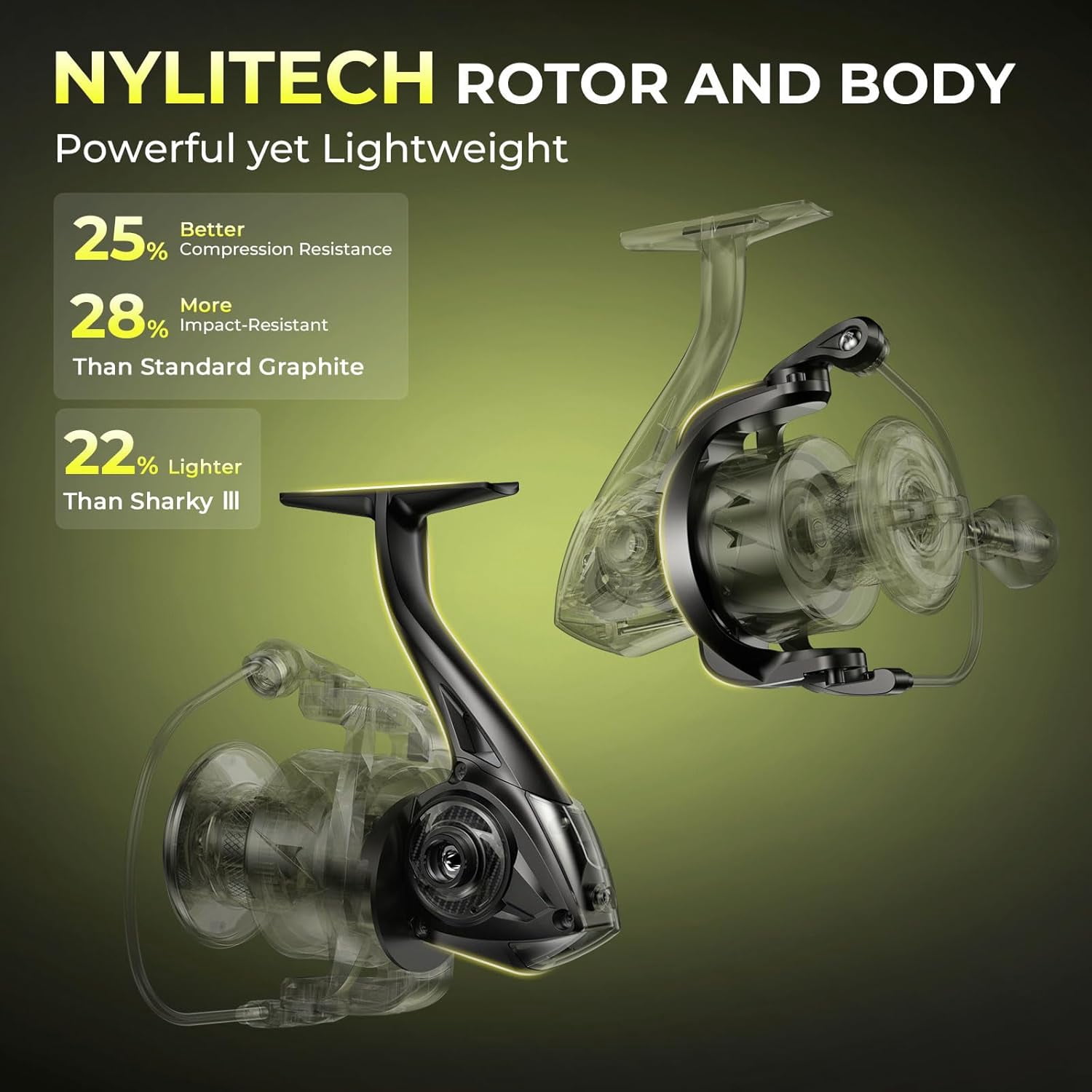 KastKing Spinning Reel –6.2:1 Gear Ratios, Carbon Fiber Drag 33–39.5LB, 10+1 - SharkyX-Gold-3000