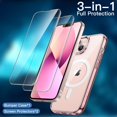 thumbnail image 3 of wqlpp-3 in 1 Magnetic Case for iPhone 13 6.1-Inch with 2 Pack Tempered Glass Screen Protectors, Compatible with MagSafe, Shockproof Bumper Phone Cover (Pink), 3 of 4