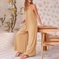 thumbnail image 7 of GILIGEGE Women's Summer Causal Jumpsuits Sleeveless Wide Leg Long Rompers V Neck Strap Loose Baggy Overalls Beach Jumpsuits with Pockets High Waisted Stylish Loose Jumpsuit Vest V Neck Wide Leg, 7 of 7