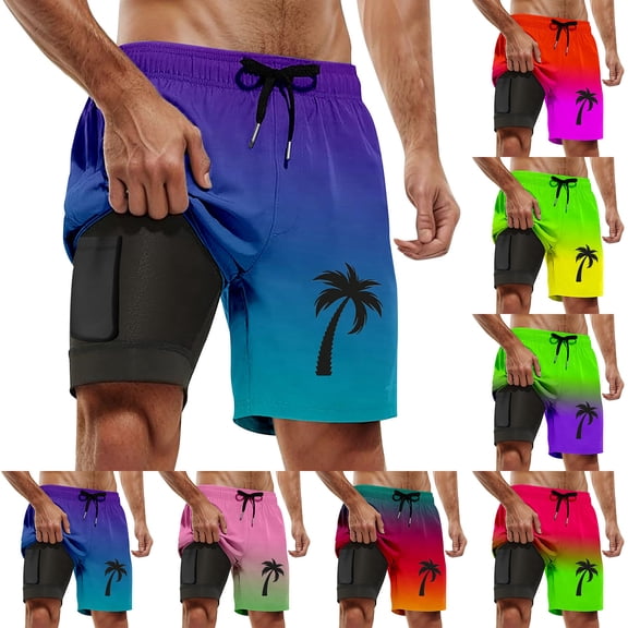 YAYUBA Black Swim Trunks Men 2 In 1 with Compression Liner Quick Dry Breathable Drawstring Bathing Suit Light Stretch Lined Summer Beach Men Swim Brief