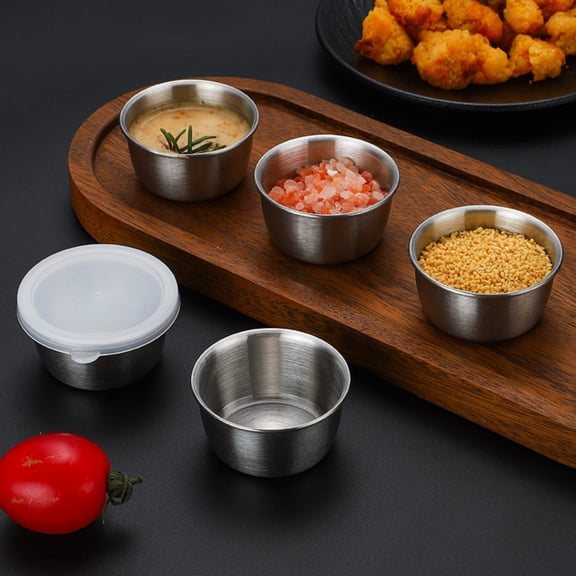 geerera 40ml/1.35oz Salad Dressing Containers With Lids,304 Stainless Steel Sauces Cup for Lunch Boxes, Sauce containers, Picnics,Travel Meal Prep And Kitchen Storage,Leakproof, Reusable