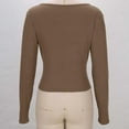 thumbnail image 4 of cfhntfmh Women Knit Ribbed Fitted Button down Cardigan Square Neck Tops Long Sleeve Going out Tops Fall Clothes, 4 of 7