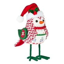 Fabric Bird with Santa Hat Christmas Tabletop Decoration, Red/White/Green, 8", by Holiday Time
