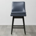 thumbnail image 3 of CHITA 26 inch Upholstered Swivel Fabric Counter Bar Stools with Back & Wood Legs Set of 3,Faux Leather in Navy Blue, 3 of 8