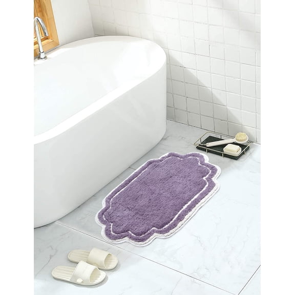 Home Weavers Allure Collection Bathroom Rug 100% Cotton Tufted Bathroom Rug, Soft & Absorbent Bath Rugs, Non-Slip Bath Rug, Machine Wash Dry Bath Mats for Bathroom Floor- 17"x24" Bath Rug, Purple