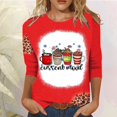 thumbnail image 1 of Pntutb - Camiseta holgada con estampado de moda para mujer, blusa de manga 3/4, cuello redondo, tops casuales Pntutb Pntutb-1822, 1 of 4