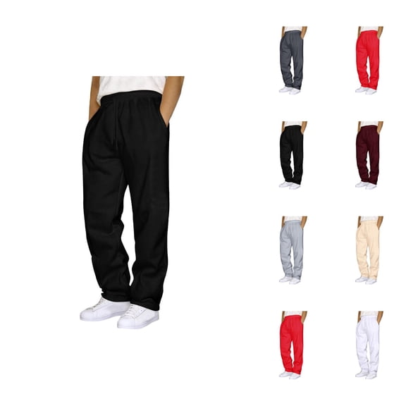 Mens Sweatpants 2026 Fashion Elastic Waist Drawstring Straight Leg Casual Pants Trousers with Pockets