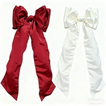 Christmas Decorations Indoor, Jumbo Satin Christmas Tree Topper Bow, 22"x56", 4.6Ft Giant Bows for Christmas Tree Window Wall Mantle, Indoor Home Room Party Valentines Xmas Decoration(Burgundy Ivory)