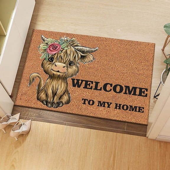 Homekingdee Upland Cow Shaped Rug - 15.75x23.62 Inch Non-Slip Absorbent Bath Mat for Bedroom Bathroom Home Decor