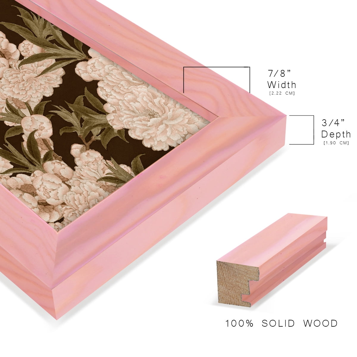 Asian Brocade III - Framed Print w/glass - Sunset Pink