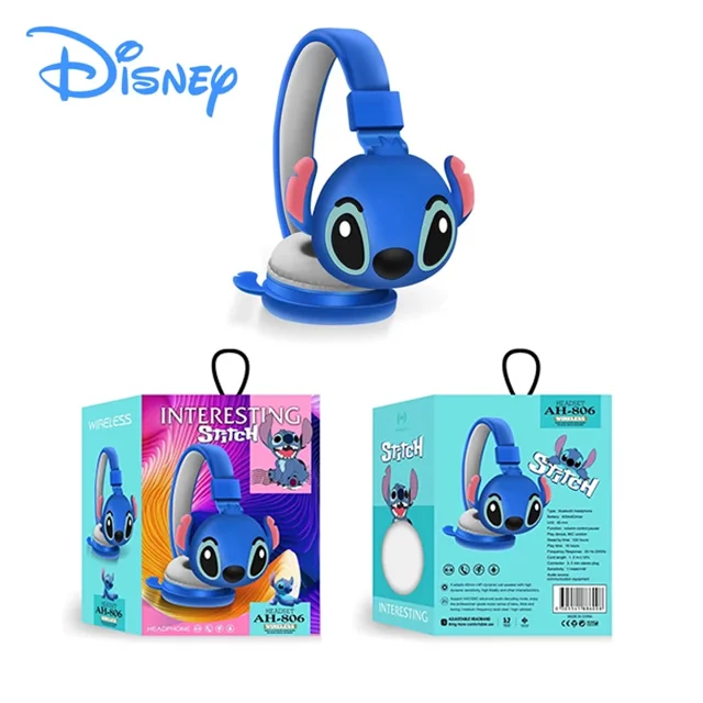 Disney-auriculares inalámbricos con Bluetooth para niños, audífonos plegables con sonido estéreo HIFI AH-806, micrófono, dibujos animados de Anime, regalo, novedad