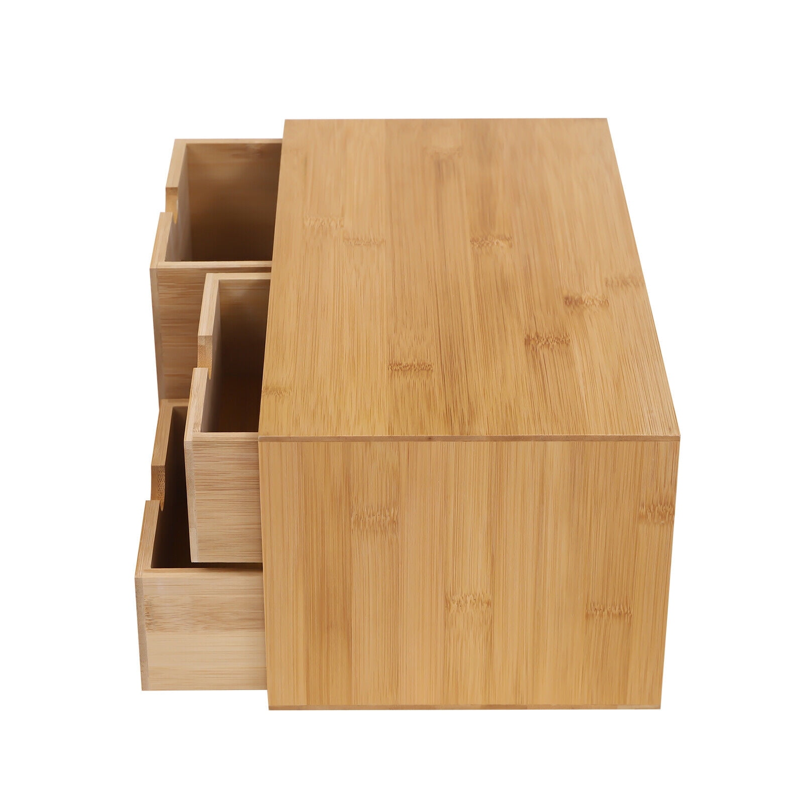 Bamboo Desk Organizer - Mini Bamboo Desk Drawer Tabletop Storage Organization Box for Office Home Toiletries Supplies, No Assembly Required (3 Drawers)