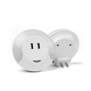 JUNELILY HARRINISA Double USB Port LED Night Light, Warm White Lighting for Home (2 Pack)
