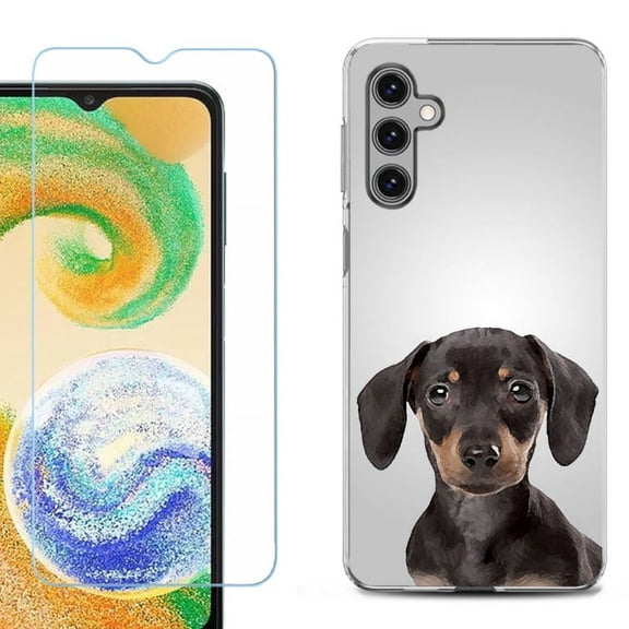 OneToughShield ® Compatible with Samsung Galaxy S24, Shockproof Fashion Phone Case, with Tempered Glass Screen Protector - Dachshund Face