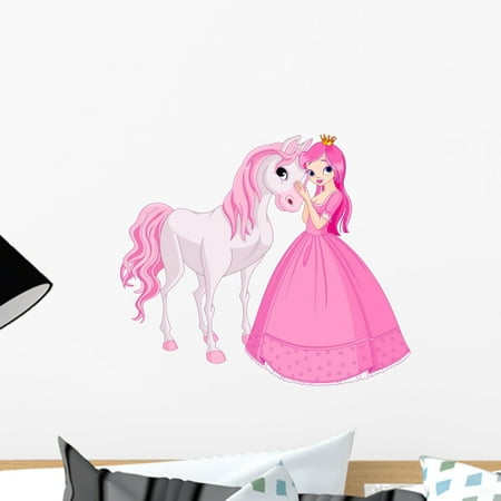 Princess And Horse Wall Decals Beautiful Princess and Horse Wall Decal by Wallmonkeys Peel and Stick Graphic (18 in W x 16 in H) WM235125 ()