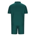 thumbnail image 5 of YHAJDS Men's Shirt and Shorts Set Solid Relaxed Pocket Drawstring Shorts Zip Polo Short Sleeve, 5 of 5