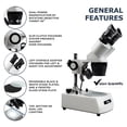 thumbnail image 2 of Vision Scientific VMS0002-RC-123 Binocular Stereo Microscope, 10x Widefield Eyepiece, 1x, 2xand 3x Objectives, 10x, 20x and 30x Magnification, 2 of 6
