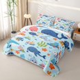 thumbnail image 3 of meiyoeat Kawaii Sea Whale Octopus Quilt King for Boys Girls, Starfish Animal King Coverlet Set, Blue, 3pcs, 3 of 7