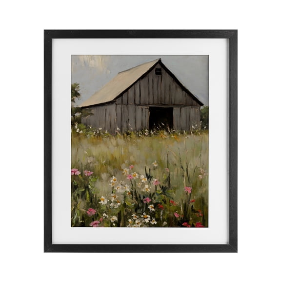 Stupell Industries Old Floral Barn View Black Framed Print Under Glass, design by Franklyn Gregory