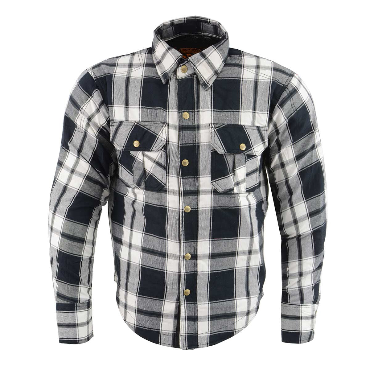 White Armored Long Sleeve Flannel Shirt 